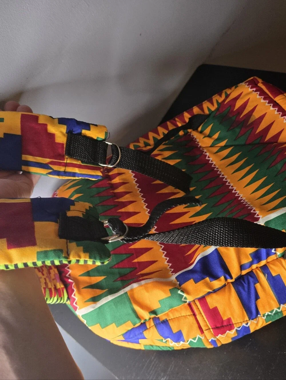 Handmade Kente Cloth Backpack: Bright African Tribal Pattern Backpack/Travel Bag